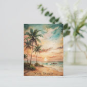 Carte Postale Coucher de soleil de plage Tropical Krabi Thailand (Debout devant)