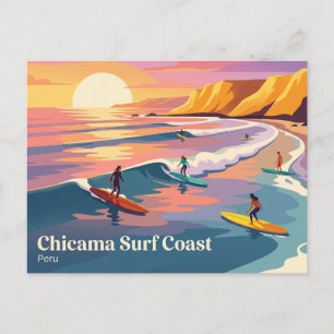 Carte Postale Coucher de soleil de surfeur moderne Chicama Pérou