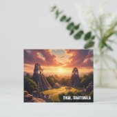 Carte Postale Coucher de soleil de Tikal Guatemala (Debout devant)