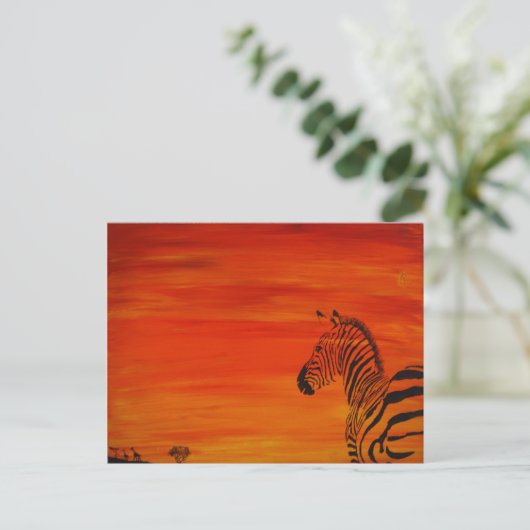 Carte Postale Coucher de soleil de Zebra (Debout devant)