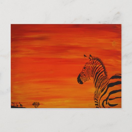 Carte Postale Coucher de soleil de Zebra (Devant)