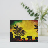 Carte Postale Coucher de soleil des éléphants (Debout devant)