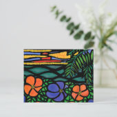 Carte Postale Coucher de soleil des fleurs tropicales (Debout devant)