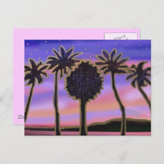 Carte Postale Coucher de soleil des Palmes d'or (Devant / Derrière)