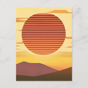 Carte Postale Coucher de soleil désert rouille orange et marron