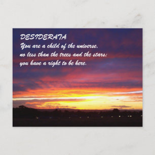 Carte Postale coucher de soleil DESIDERATA