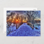 Carte Postale Coucher de soleil d'hiver au pont (Devant / Derrière)