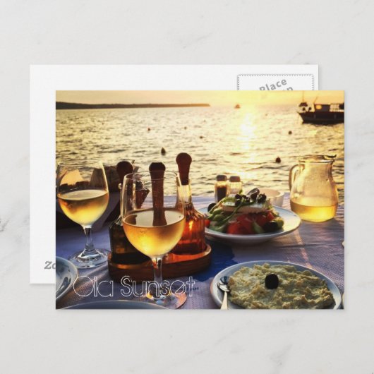 Carte Postale Coucher de soleil d'Oia (Devant / Derrière)