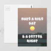 Carte Postale Coucher de soleil d'or avec Bonne Journée/Soirée (Devant / Derrière)