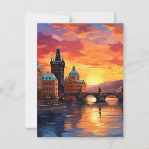 Carte Postale Coucher de soleil dramatique sur le pont Iconic Ch