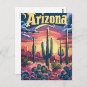 Carte Postale Coucher de soleil du désert de l'Arizona (Devant / Derrière)