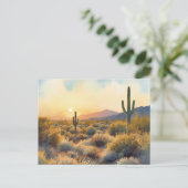 Carte Postale Coucher de soleil du désert de Saguaro Cactus (Debout devant)