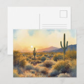 Carte Postale Coucher de soleil du désert de Saguaro Cactus (Devant / Derrière)