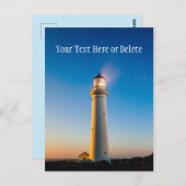 Carte Postale Coucher de soleil du phare sous ciel étoilé bleu c (Devant / Derrière)