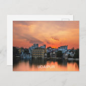 Carte Postale Coucher de soleil d'Udaipur sur le lac Pichola (Devant / Derrière)