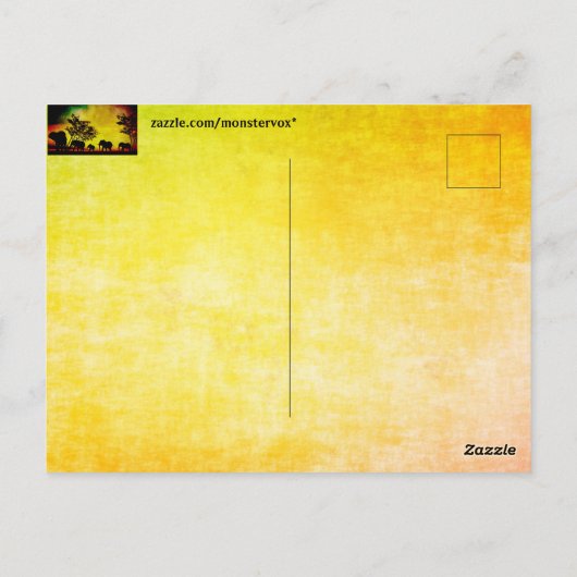 Carte postale Coucher de soleil éléphants (Dos)