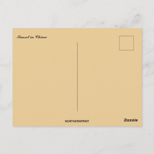 Carte Postale Coucher de soleil en Chine (Dos)