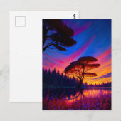 Carte Postale Coucher de soleil époustouflant au magnifique lac (Devant / Derrière)