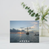 Carte Postale Coucher de soleil et bateau à Aruba (Debout devant)