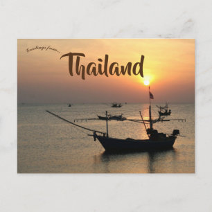 Carte Postale Coucher de soleil et bateaux en Thaïlande