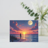 Carte Postale Coucher de soleil et lever de lune (Debout devant)