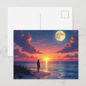 Carte Postale Coucher de soleil et lever de lune (Devant / Derrière)