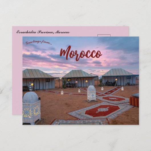 Carte Postale Coucher de soleil et maisons dans la province d'Er (Devant / Derrière)