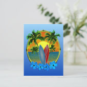 Carte Postale Coucher De Soleil Et Planches De Surf (Debout devant)