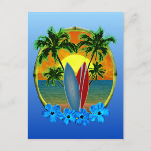 Carte Postale Coucher De Soleil Et Planches De Surf