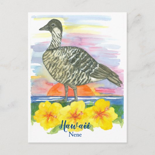 Carte Postale Coucher de soleil Hawaii State Bird Nene (Devant)