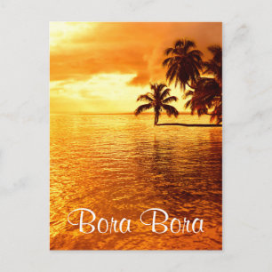 Carte Postale Coucher de soleil horizontal sur Bora Bora