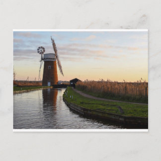 Carte postale coucher de soleil Horsey Norfolk Bro