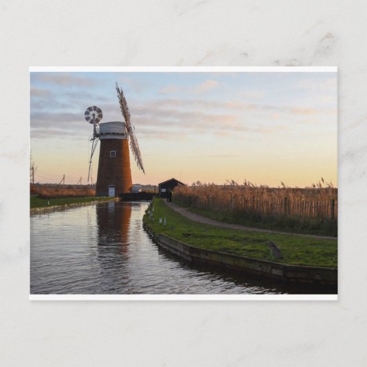 Carte postale coucher de soleil Horsey Norfolk Bro (Devant)