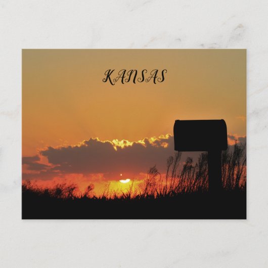 Carte Postale Coucher de soleil Kansas avec nuages et rayons du  (Devant)