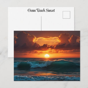 Carte Postale Coucher de soleil Lever de soleil Océan Plage Vagu