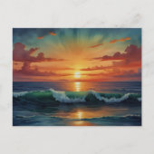 Carte Postale Coucher de soleil Lever de soleil Vagues océanique (Devant)