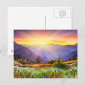 Carte Postale Coucher de soleil majestueux dans le paysage monta (Devant / Derrière)