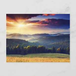 Carte Postale Coucher de soleil majestueux dans les montagnes pa