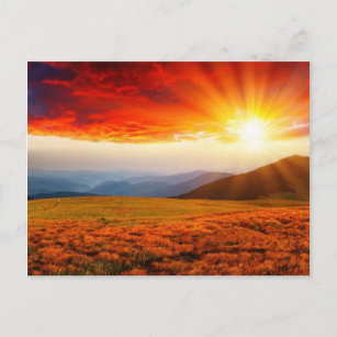 Carte Postale Coucher de soleil majestueux dans les montagnes pa
