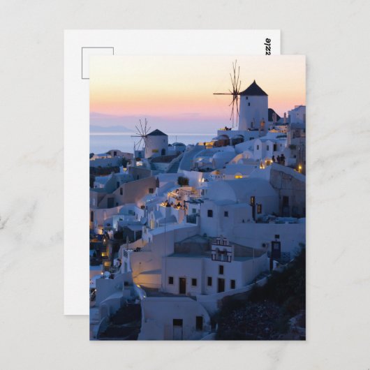 Carte Postale Coucher de soleil Oia Santorini Grèce (Devant / Derrière)