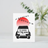 Carte Postale Coucher de soleil Oldtimer 2CV - Le voyage est le  (Debout devant)