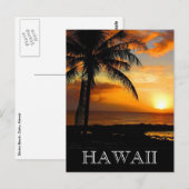 Carte Postale coucher de soleil palmier hawaii (Devant / Derrière)