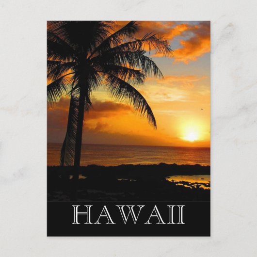 Carte Postale coucher de soleil palmier hawaii (Devant)