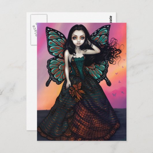 Carte postale "Coucher de soleil papillon" (Devant / Derrière)