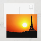 Carte Postale Coucher de soleil Paris Tour Eiffel (Devant / Derrière)