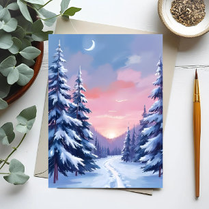 Carte Postale Coucher de soleil pastel d'hiver Peinture de nat