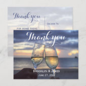 Carte Postale Coucher de soleil personnalisé sur la plage Merci  (Devant / Derrière)