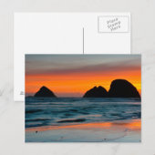 Carte Postale Coucher de soleil, piles de mer, Oceanside, Oregon (Devant / Derrière)