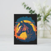 Carte Postale Coucher De Soleil Rétro Et Tête De Cheval (Debout devant)