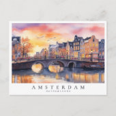 Carte Postale Coucher de soleil romantique Amsterdam Canal Water (Devant)